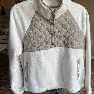 Kyodan Cream and Brown Quilted Pullover